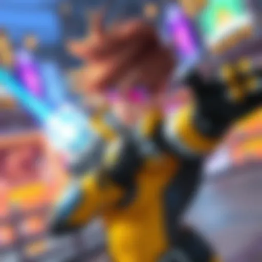 Moira using her ability in a vibrant Overwatch match setting