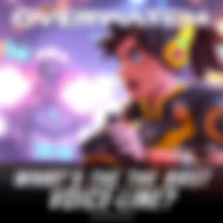 An Overwatch character speaking a voice-line with colorful sound effects in a gaming environment