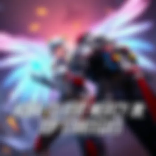 Two Overwatch characters, one playing as Mercy providing healing and the other preparing to attack, illustrating the gameplay dynamics against a healing support.