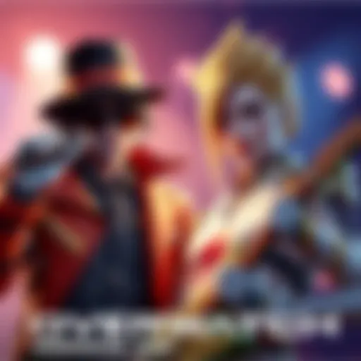 Lucio dressed as Michael Jackson and Moira styled like David Bowie, blending gaming and music culture
