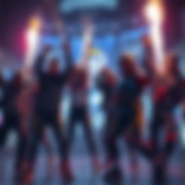 A group of players in a virtual Overwatch game cheer together after a surprising comeback win, displaying teamwork and excitement.