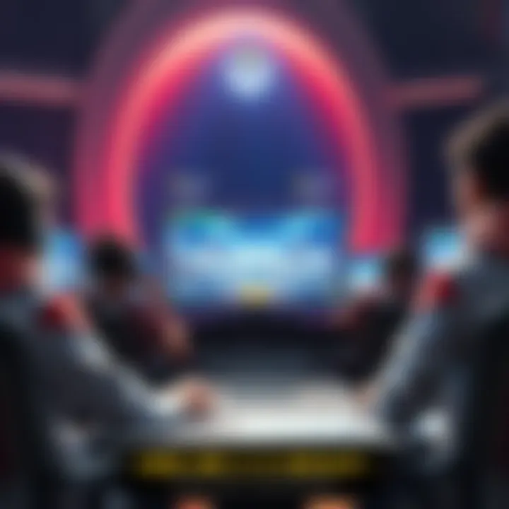 Players discussing frustrations with matchmaking in Overwatch, showing a gaming setup with multiple screens displaying the game and player ranks.