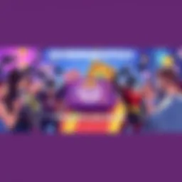 A colorful illustration depicting Overwatch esports lootboxes, featuring gaming icons and league skins, with fans excitedly discussing in the background.