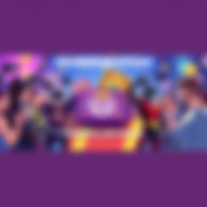 A colorful illustration depicting Overwatch esports lootboxes, featuring gaming icons and league skins, with fans excitedly discussing in the background.