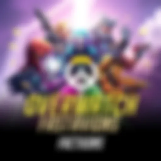 A colorful illustration showing different factions from the Overwatch universe, each representing their unique characteristics and roles