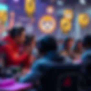 Overwatch Hero Ban System Impact A competitive gaming scene showing a team of players frustrated with the hero ban system in Overwatch, surrounded by ban icons and limited character choices.