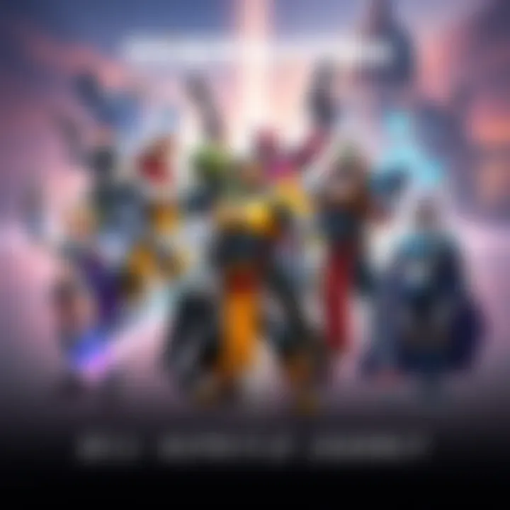A collage of popular Overwatch heroes standing together, showcasing their unique abilities and personalities, inviting players to share their favorite characters.