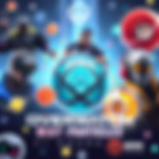 Illustration showing Overwatch heroes represented as different subatomic particles, with each character's features incorporated into the design of the particles.