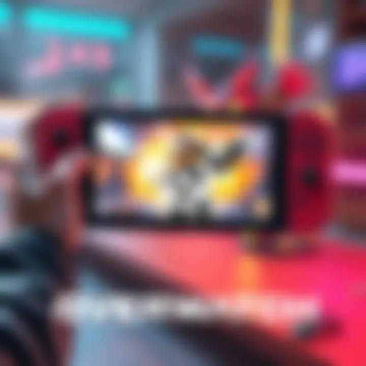 A player holding a Nintendo Switch 2 while playing Overwatch, showing vibrant graphics and action on the screen.