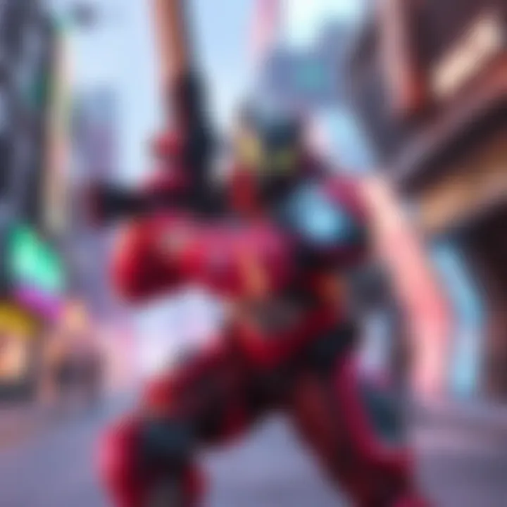 A vibrant Overwatch character engaging in a dynamic PvE mission in a colorful urban setting with intense action and stunning visuals.