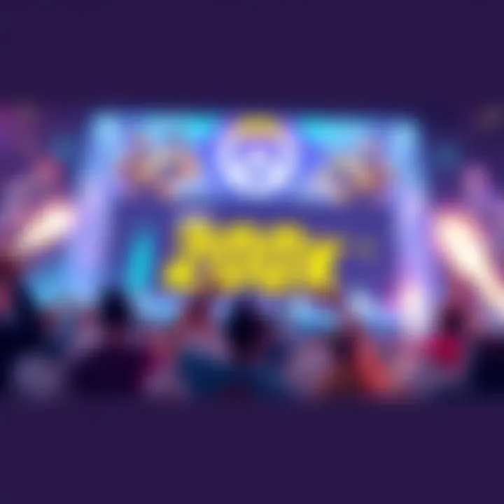 A vibrant scene showing Overwatch gameplay with excited players and a large viewer count on screen.