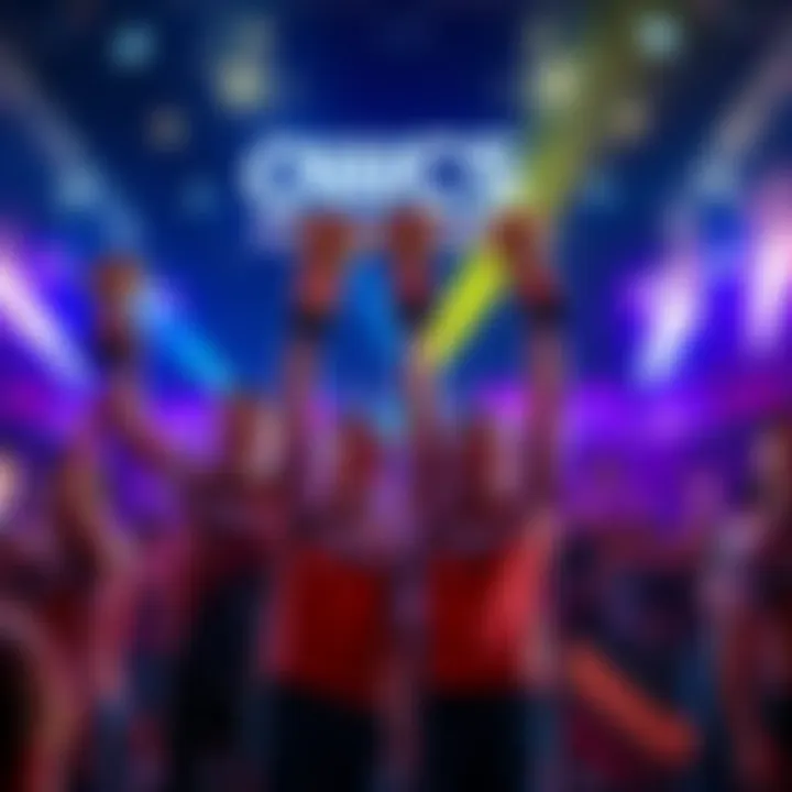Four esports champions holding trophies at the OWCS Korea 2026 event, celebrating their victory with fans cheering in the background.