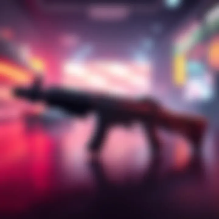 A P90 submachine gun displayed in a vibrant gaming setting, illustrating its role in FPS games.