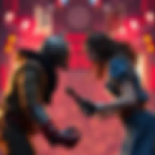 Character P facing off against American McGee’s Alice in a dramatic gaming scene