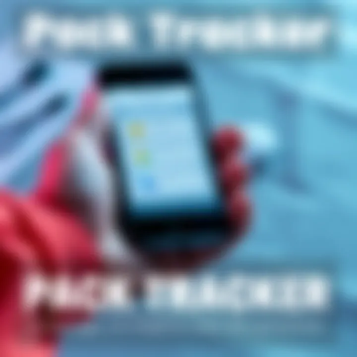 A smartphone displaying a pack tracker app with icons for organization and item management.