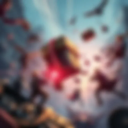 Package drop concept in gameplay A visual representation of a package drop system affecting mid-lane strategy in a game, with players interacting around the dropped packages.