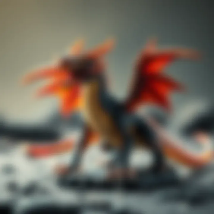 A beautifully painted miniature of Malphoraxes, the dragon with intricate details and vibrant colors, showcasing its fierce expression and majestic wings.