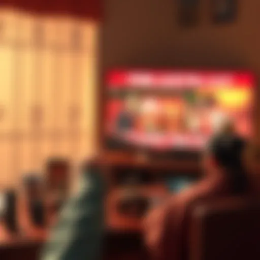 A person painting miniatures while watching the animated series Three Kingdoms on screen with subtitles