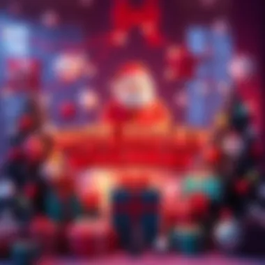 PajamaGameLord logo with holiday decorations and prizes displayed