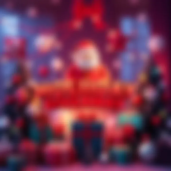 PajamaGameLord logo with holiday decorations and prizes displayed