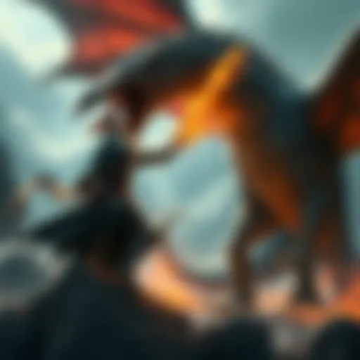 Paladin striking a dragon A level 6 paladin landing a powerful strike with a longsword on a nerfed dragon, showcasing divine smite abilities.