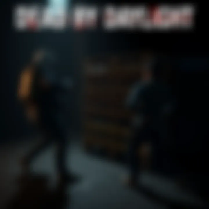 A killer struggles to chase a survivor near a wooden pallet in a dark gaming environment.