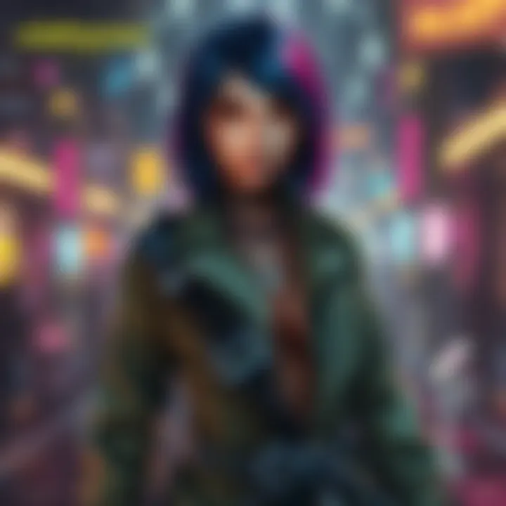 Panam Palmer in Cyberpunk 2077 Panam Palmer character in a futuristic setting, showcasing her strong personality and style, with a dramatic background.