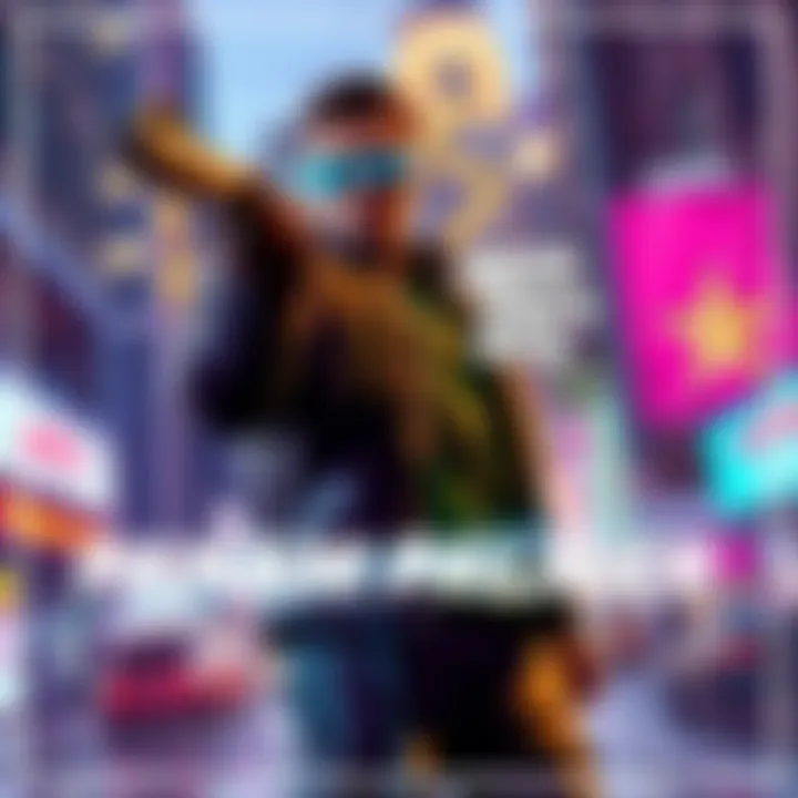 Panam Palmer from GTA VI Edition in an action pose with vibrant city backdrop