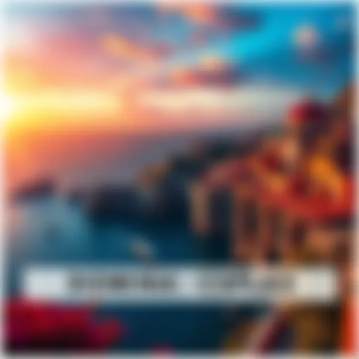 A wide-angle image showcasing the beautiful scenery of Domina, highlighting its artistic details and vibrant colors.