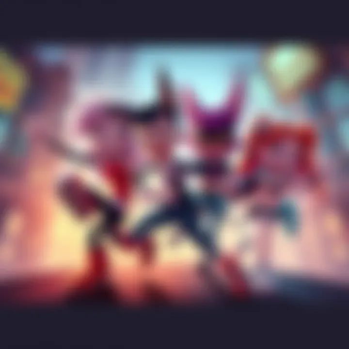 The four characters Panty, Stocking, Scanty, and Kneesocks are shown in a fun and chaotic scene, capturing their unique personalities and humor in action.
