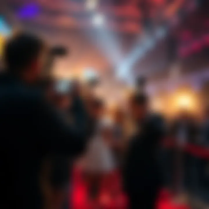 Paparazzi taking photos of celebrities at a red carpet event