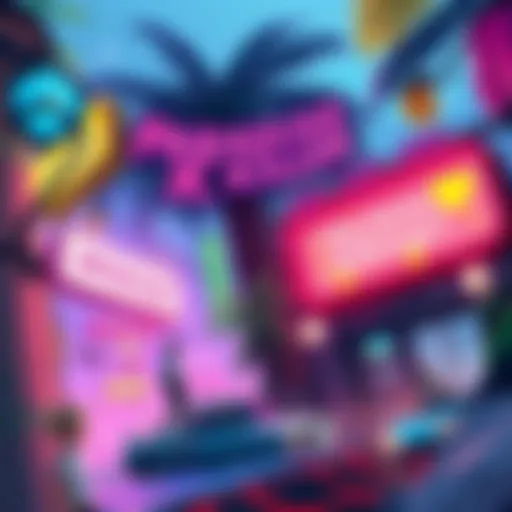 A vibrant scene from Paradise Killer showcasing its colorful environment and characters solving mysteries.