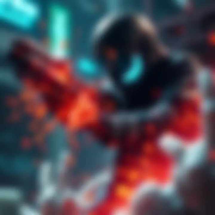 A character using the parazon to hack and kill, showcasing the animation and mechanics involved.