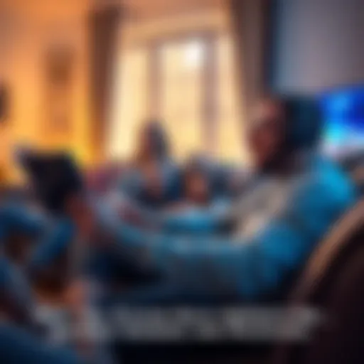 Parent playing on Steam Deck A parent enjoying gaming on a Steam Deck while sitting on a couch with family around them