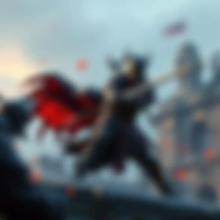 A warrior practicing parrying against the Misbegotten in Castle Morne, showcasing defense skills and weapon mastery.