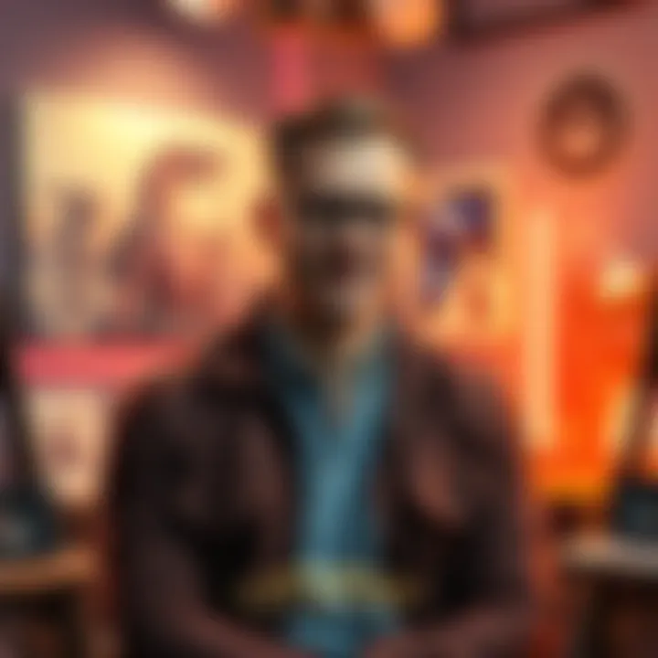 Pascal Blanché, the new art director for Star Wars: Fate of the Old Republic, in a creative studio setting with artwork in the background