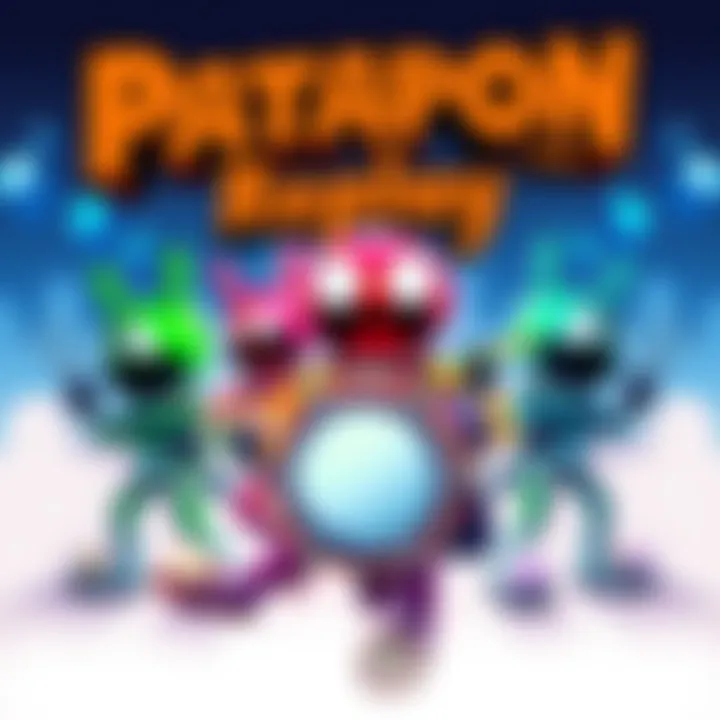 Colorful cover art featuring Patapon characters in action with drums
