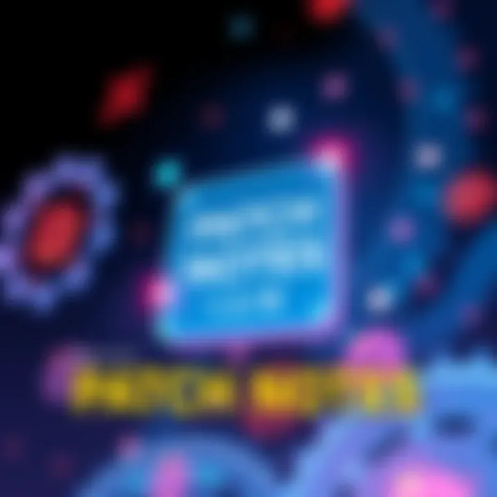 Illustration showing a digital update notification with gears and enhancement symbols