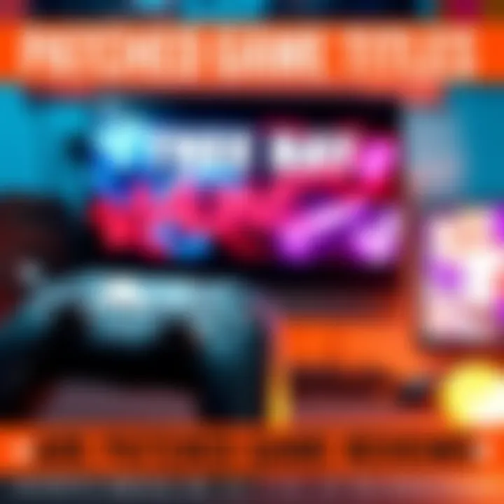 A gaming controller and a computer screen displaying a patched video game title with improved graphics and gameplay features.