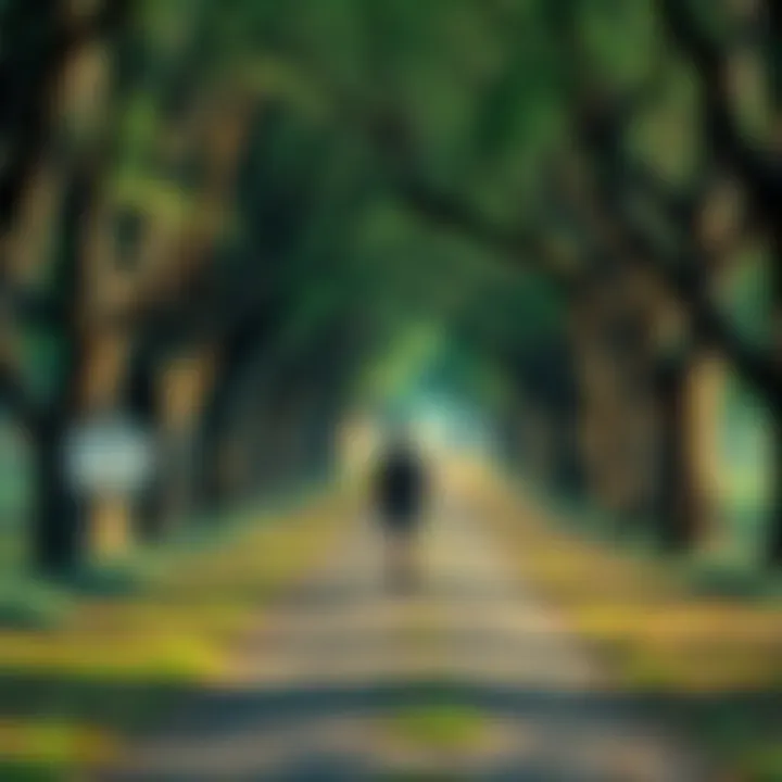 Path of Growth A person walking down a tree-lined path reflecting on personal growth and change.