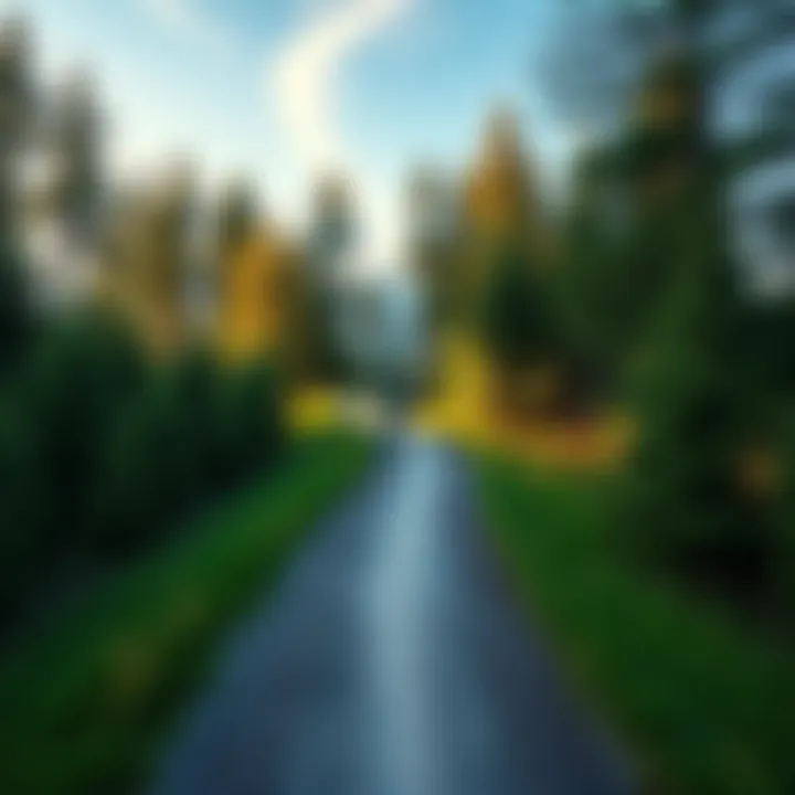 A person walking along a winding path, surrounded by trees, symbolizing progress and focus.