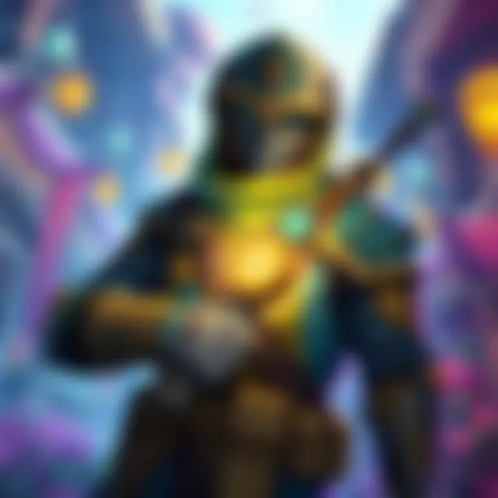 An illustration showing the Pathfinder character with a new recolored heirloom finisher in a vibrant game setting.