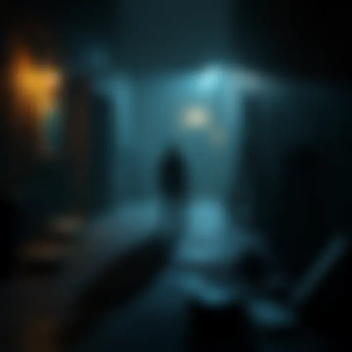 Character exploring a dark alley in Pathologic 2, with an eerie atmosphere and scattered objects around.