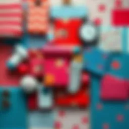 A collage of everyday objects showcasing various repeating patterns such as stripes, polka dots, and floral designs, representing the omnipresence concept.