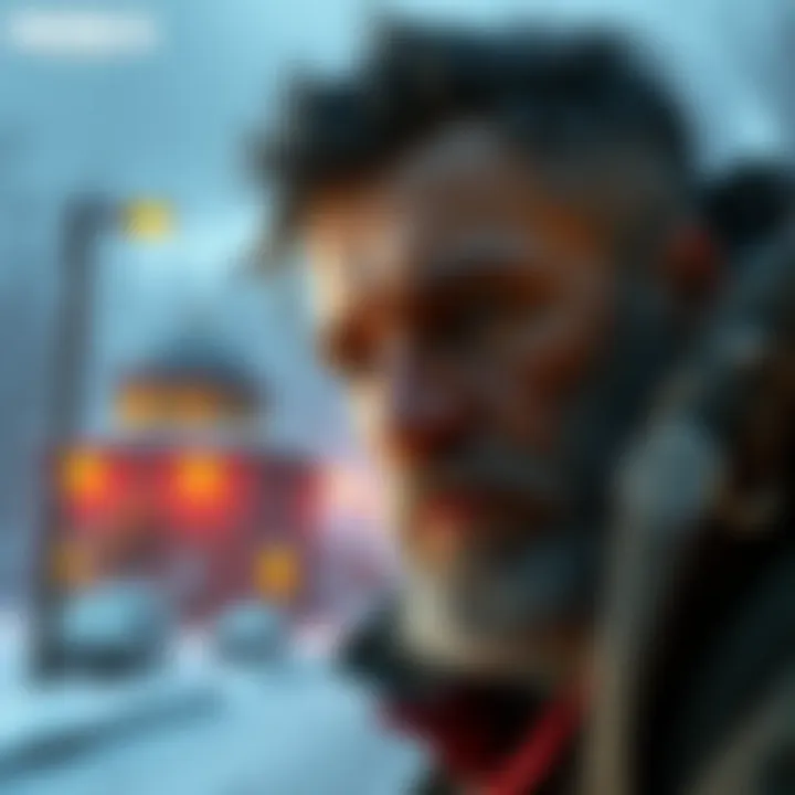 A digital artwork of the character Pavel, a rugged survivor with a determined look, set against a post-apocalyptic backdrop.