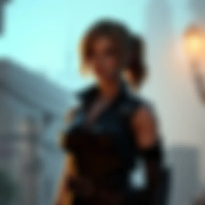 Paz stands in a dimly lit environment, looking conflicted and pensive after her return, capturing the tension of her narrative arc in Ground Zeroes