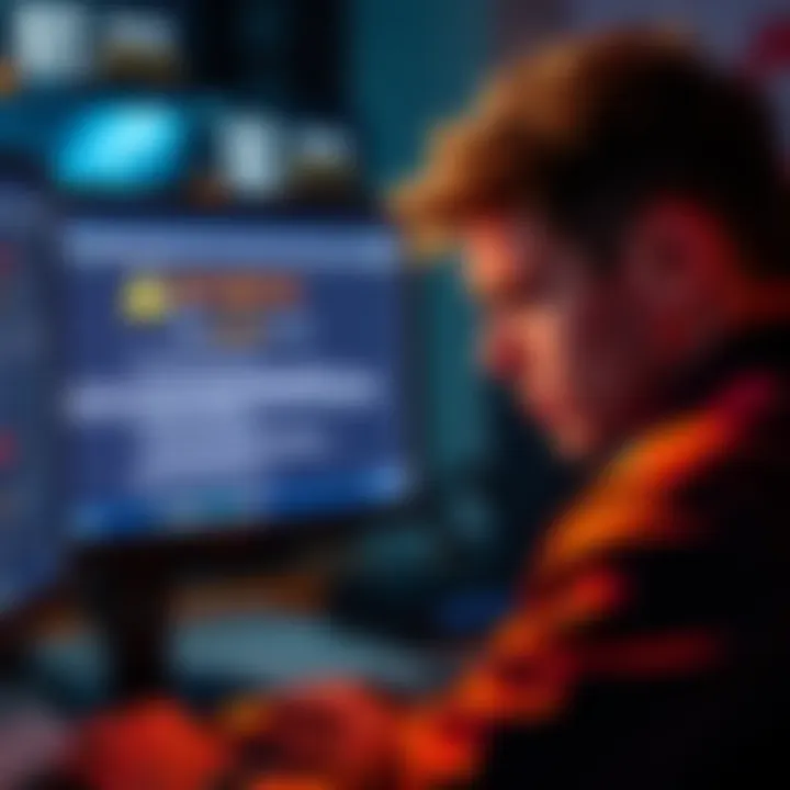 A racer looking frustrated at a computer screen displaying an error message after a PC crash during The Goliath race