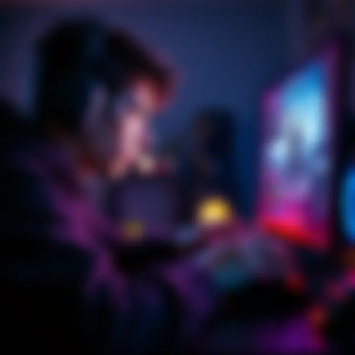 A gamer intensely focused on a computer screen, using a mouse and keyboard for gameplay in Part II