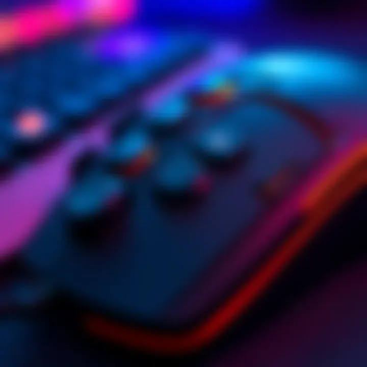 A close-up of a gaming mouse showing several buttons commonly used by PC gamers.