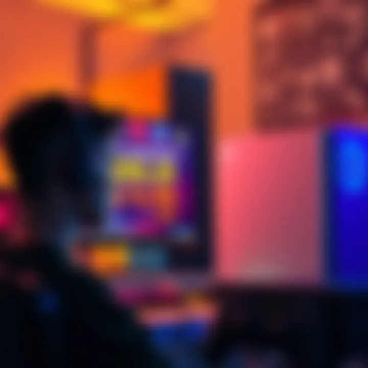 A frustrated gamer looking at a computer with high prices for RAM and storage on the screen, contrasting with a nearby gaming console that appears stable and appealing.